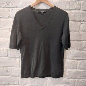 Emanuel Ungaro Knit Top Women Large Black V Neck Pullover Vest Short Sleeve